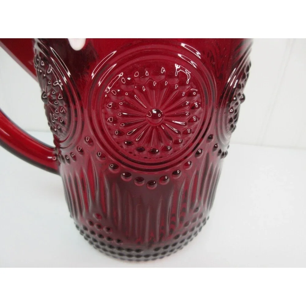 Pioneer Woman Pitcher Adeline Ruby Red Glass  54 oz. 8.5